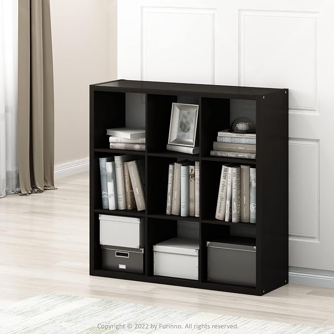Furinno CUBICLE Book Shelf, 9-Cube Bookshelf, Extra Thick Frame Reversible - Image 2