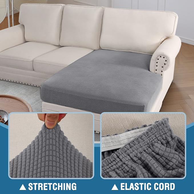 H.VERSAILTEX Sectional Couch Covers 1 Piece Chaise Slipcover L Shape Separate - Image 6