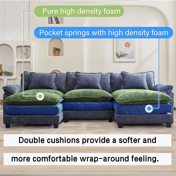 Oprisen 120" Modular Sectional Sofa, Comfy Cloud Couch Sectional Sofa - Image 3