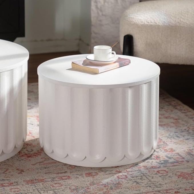 46.46'' White Round Coffee Table Set of 2 - Image 7