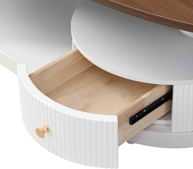 Modern Oval Coffee Table Set of 2, Wood Living Room Accent Coffee Table and - Image 6
