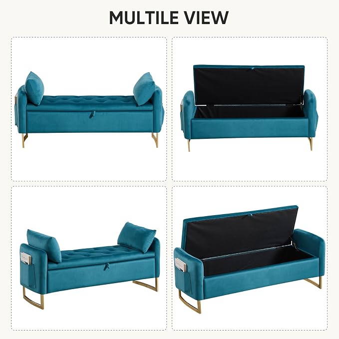 48" End of Bed Bench, Modern Storage Benches - Image 7
