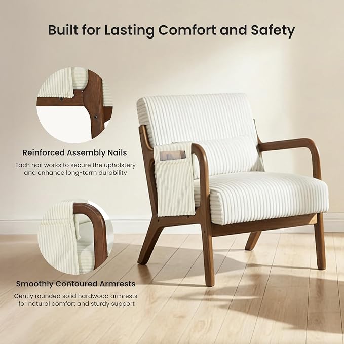 DUMOS Mid Century Modern Accent Chair, Upholstered Armchair - Image 6