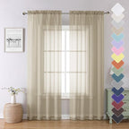 Taupe Sheer Curtains 84 Inches Long 2 Panels, Light Filtering Solid Voile Sheer by Lecloud