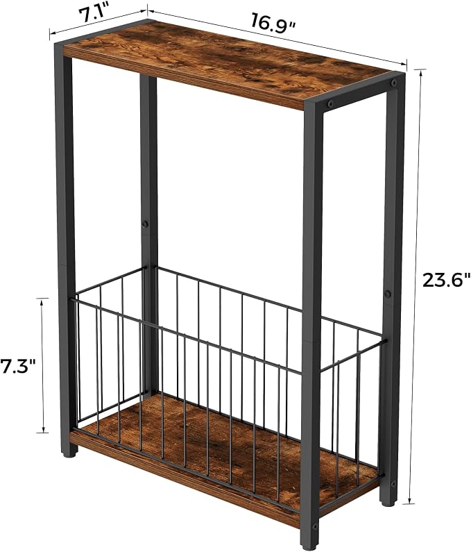Homleke Narrow Side Table with Magazine Holder, Skinny End Table Perfect - Image 6
