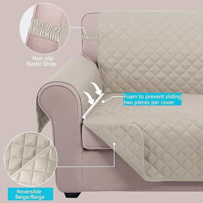U-NICE HOME Reversible Oversized 28''Chair Covers, Pet Friendly, Elastic Straps - Image 3