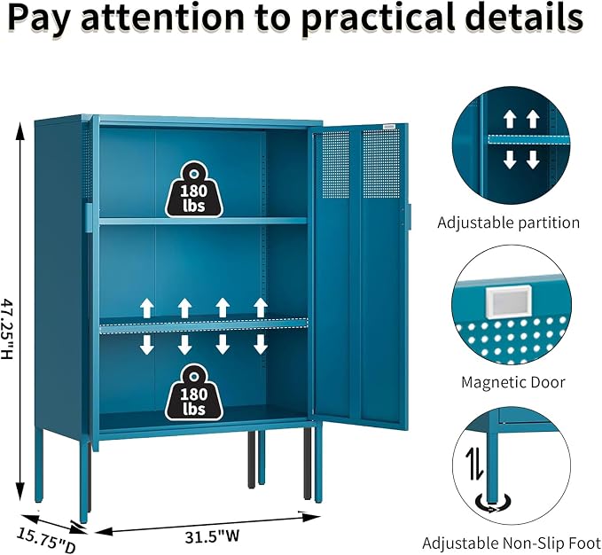 Blue Metal Storage Cabinet - Image 2