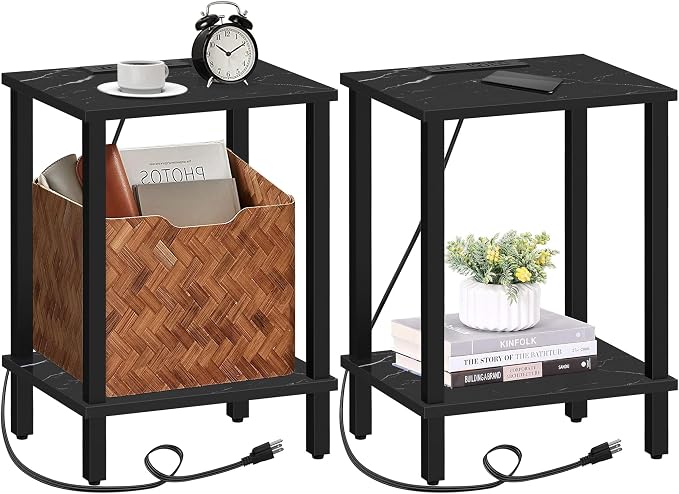TUTOTAK End Table with Charging Station, Small Side Table, Nightstand Bedside by ChoosetutotakFurnitureBuildYourCozyHome