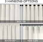 45 Inch Short Window Linen Curtains, Kitchen Window Curtains Over Sink Light - Image 2