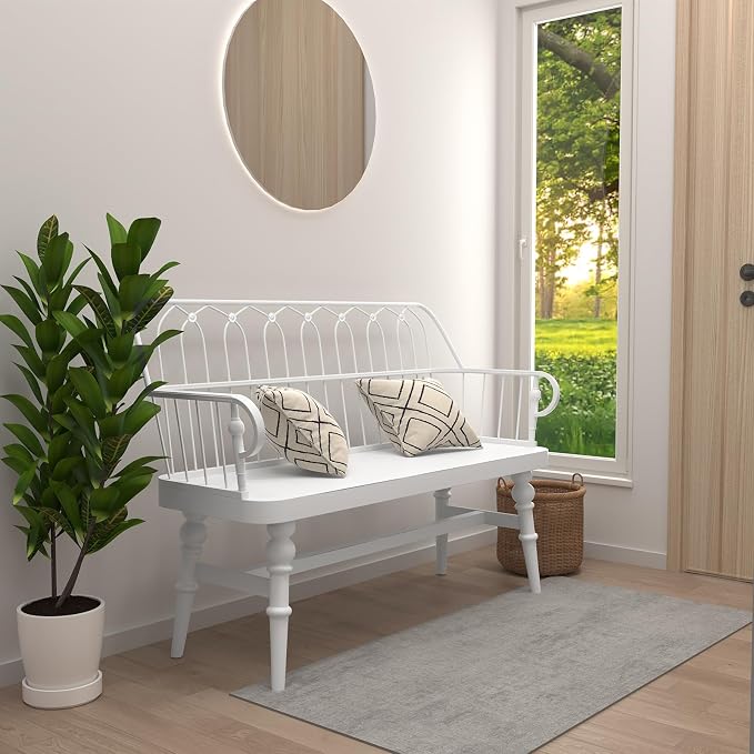 DIBRATY Entryway Bench, Spindle Back Wooden Dinning Bench, Farmhouse Foyer Bench - Image 5