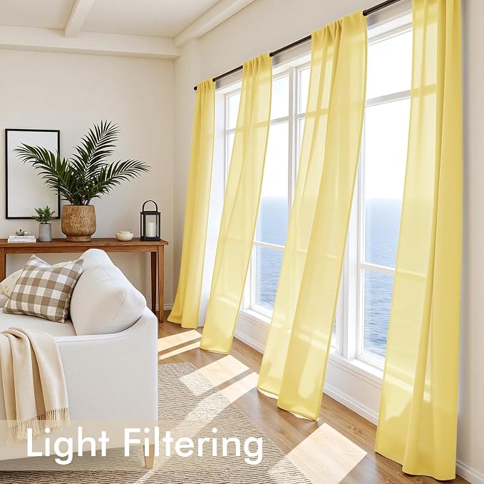 MIULEE Yellow Sheer Curtains 84 Inches Long 4 Panels 42 x 84 Inches | Light - Image 4