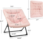 Comfy Saucer Chair for Adults, Soft Faux Fur Bedroom Chair, Accent Dorm Chairs - Image 3