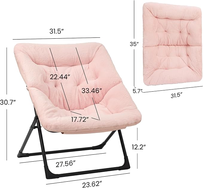 Comfy Saucer Chair for Adults, Soft Faux Fur Bedroom Chair, Accent Dorm Chairs - Image 3