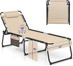 GYMAX Lounge Chair for Outside, 440lbs 27” Oversize Folding Beach Tanning by GYMAX
