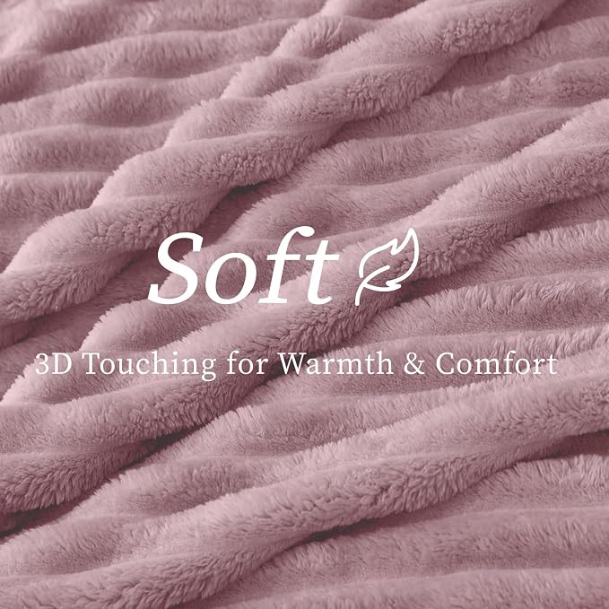 BEDELITE Ribbed Twin Blanket for Couch & Bed, Berry Purple, Warm Yet Lightweight - Image 4