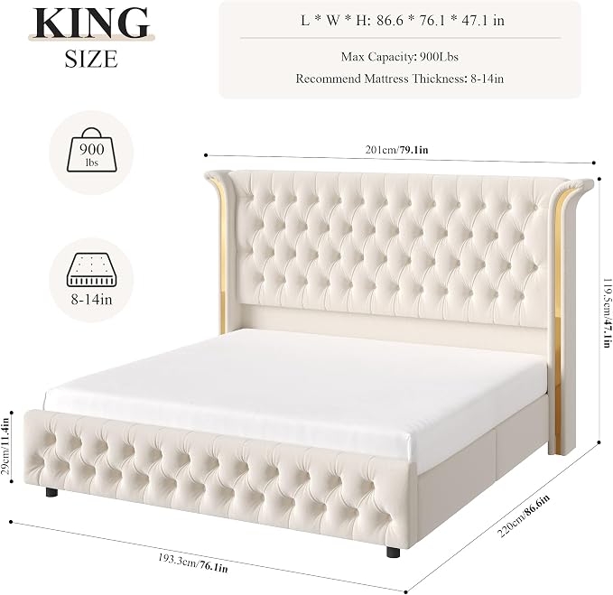 Keyluv King Smart LED Bed Frame - Image 2