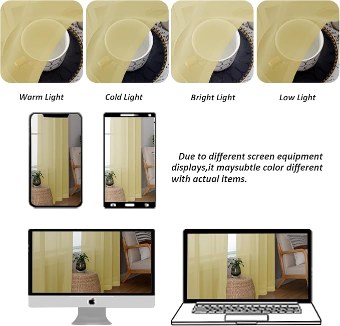 Chyhomenyc Yellow Sheer Curtains 84 Inches Long - Image 8