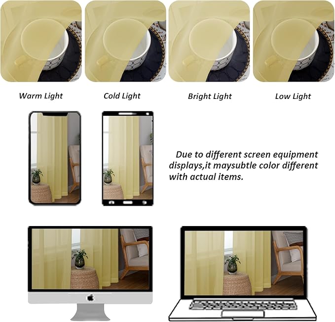 Chyhomenyc Mustard Yellow Sheer Valances - Image 6