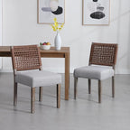 LZAREAL Farmhouse Dining Chairs Set of 6 Linen Fabric Upholstered Accent Side - Image 2