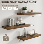 Dreamland 36 inch Floating Shelves, Rustic Wood Floating Wall Shelf - Image 3