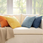 MIULEE Soft Corduroy Decorative Throw Pillow Covers Blue-Orange 20x20 | Set of 4 - Image 2