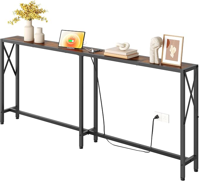 Gewudraw 70 in Skinny Sofa Table Behind Couch, Console Table by Gewudraw