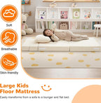 MeMoreCool Folding Sofa for Kids, Corduroy Fold Out Futon Chair, Small Foldable - Image 4