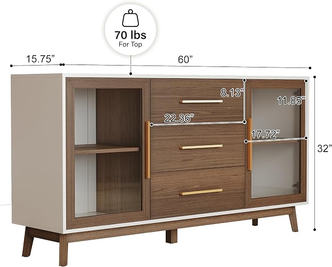 BELLEZE 60‘’ Sideboard Buffet, Console Table - Image 2