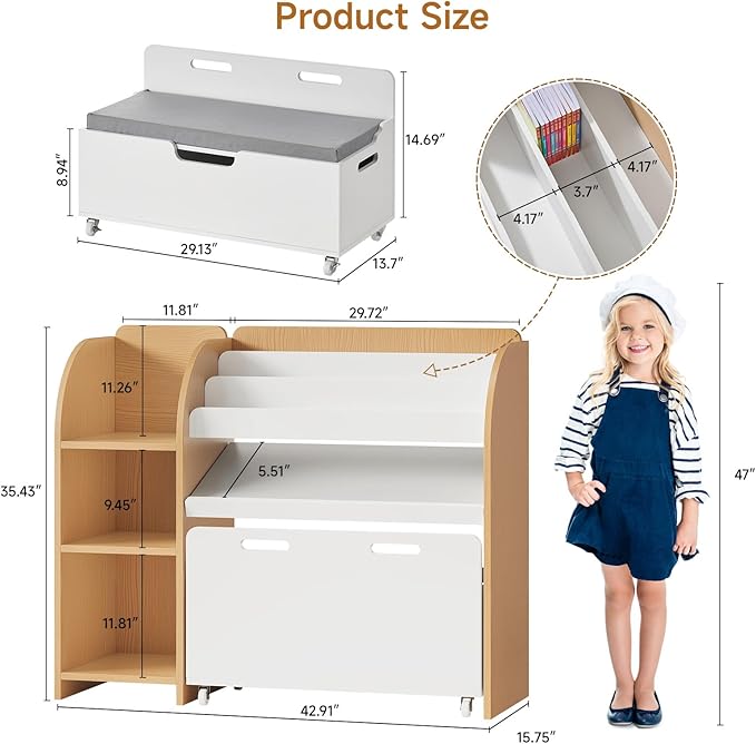 ONBRILL Kids Bookshelf and Toy Storage Organizer - Image 2