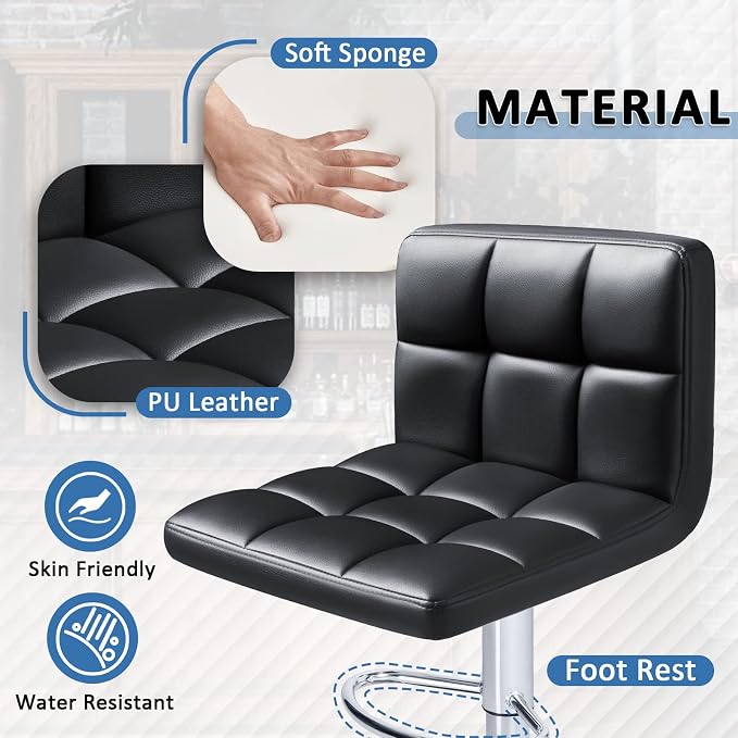 Homall Bar Stools Modern PU Leather Adjustable Swivel Barstools, Armless - Image 4