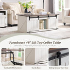 IFGET Farmhouse Furniture Set of 3, Includes 48" Lift Top Coffee Table - Image 3