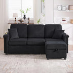 L-Shaped Sectional Sofa with Storage & Movable Ottoman, Corduroy 3 Seater - Image 3