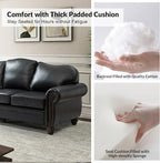 81" Genuine Leather Sofa, Classic 3-Seater Couchs - Image 4