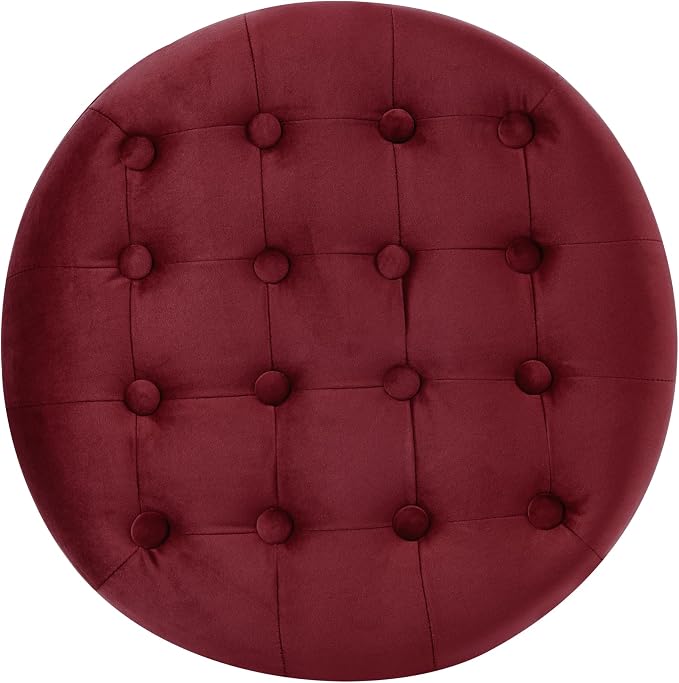 Homepop Home Decor | Upholstered Round Velvet Tufted Foot Rest Ottoman | Ottoman - Image 10