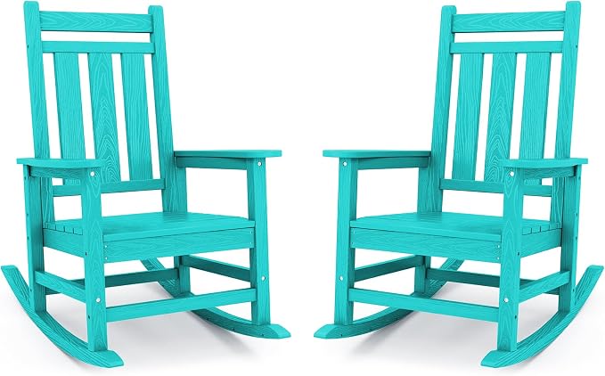 KINGYES Oversized Outdoor Rocking Chair Set of 2, All-Weather Patio Rocking by KINGYES