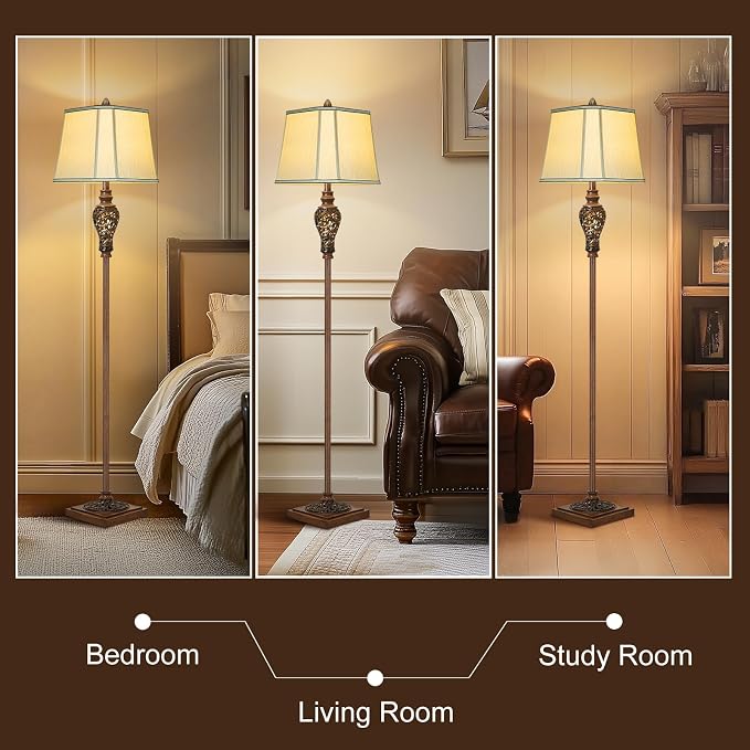 Vintage Floor Lamp with Nightlight, Farmhouse Style Design Tall Lamp Decor - Image 4