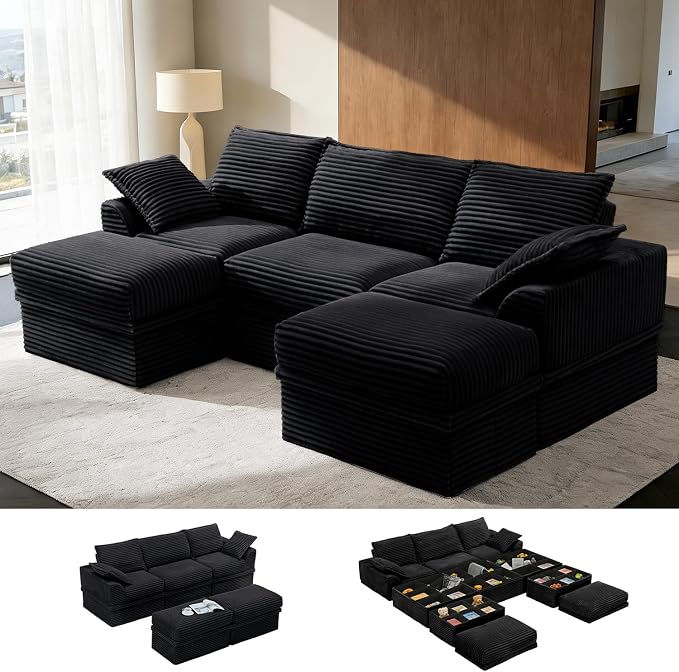 Upgrade Boneless Couch with Storage, Extra Deep&High Seat Modular Sectional by Unknown