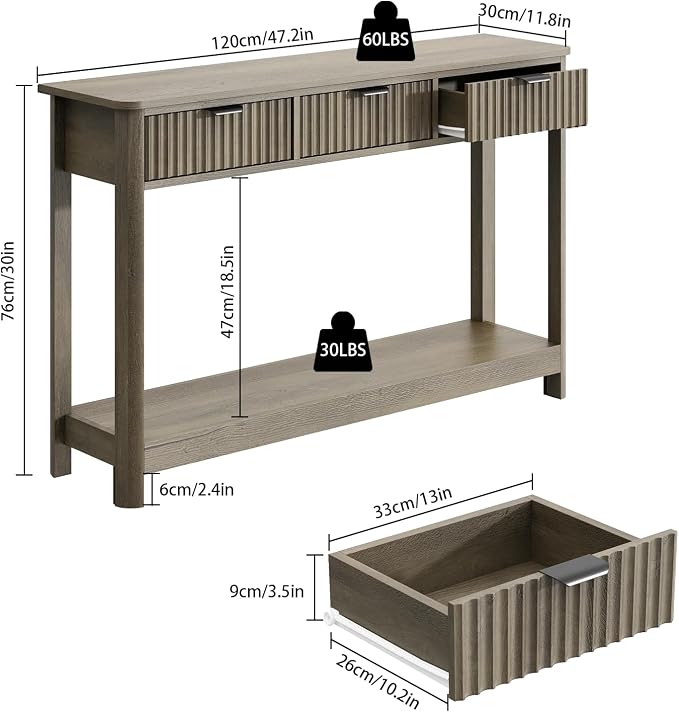 RUSTOWN Fluted Wood Console Table - Image 3