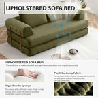 HANXIN 80 Inch Convertible Sleeper Sofa Bed, High Back Plush Corduroy Folding - Image 5