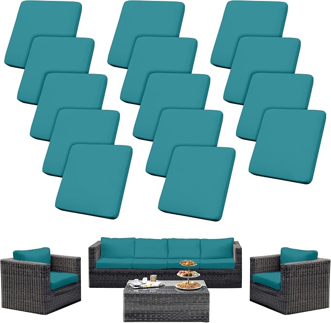 14PCS Patio Cushion Covers, Patio Furniture Couch Seat Slipcovers | Washable by SUKAIKEQA