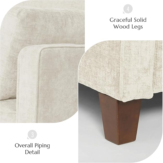 Luxury Oversized Accent Chair Set of 2, 40.9" Upholstered Piping Single - Image 8