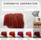BOURINA Burgundy Throw Blanket 50 x90 Inches Throw Textured Solid Soft Sofa - Image 7