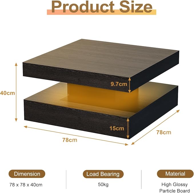 HedoAjim Black Led Coffee Table - Image 5