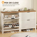 YOMILUVE Shoe Cabinet Storage for Entryway, Fluted Shoe Cabinet - Image 6
