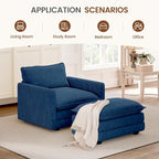 ROWHY Single Armchair with Ottoman, Modern Corduroy Cloud Couch with - Image 6