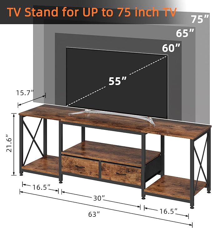 GYIIYUO TV Stand with Fabric Drawers - Image 2