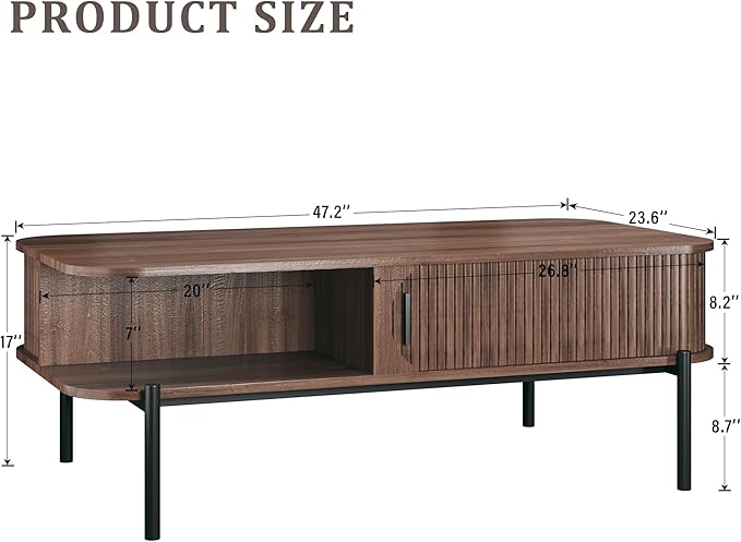 Coffee Table, 47.2" Mid Century Modern Coffee Tables - Image 2