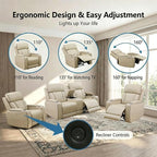 Power Recliner Sofa Set with LED Lights, Includes 2 Manual Recliner 1 Seat and - Image 2