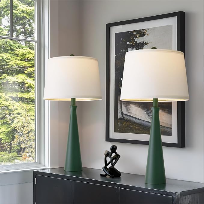 Oneach 25.75" Green Table Lamp Set of 2, Bedside Lamps - Image 7