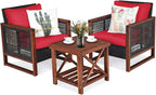 Tangkula 3 Pieces Patio Wicker Furniture Set, Rattan Outdoor Sofa Set by TANGKULA